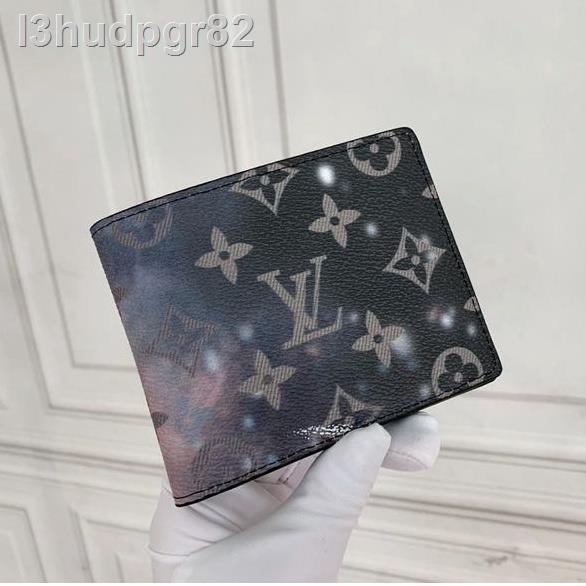 ✢℡♧พร้อมส่ง (พร้อมกล่อง) รูปถ่ายจริง Louis Vuitton short wallet M60895 starry sky 100% original authentic mens fashio