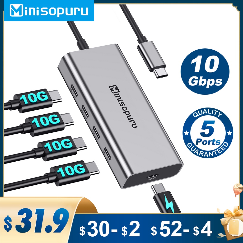 ♂☸Minisopuru HUB USB C Hub 10Gbps Hub USB Type C to USB 3.2 PD 100W Adapter for Macbook Pro iMac PC 