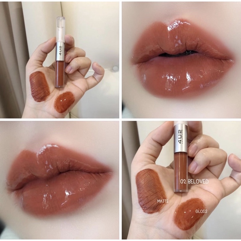 4U2 My mate gloss & matte ลิป 2 หัว ได้ทั้งแมทและโกล์ว ใครไม่ชอบโทนชมพูต้องโดนสีนี้ เป็นโทนส้มอิฐตุ่นๆ ขับผิวมาก