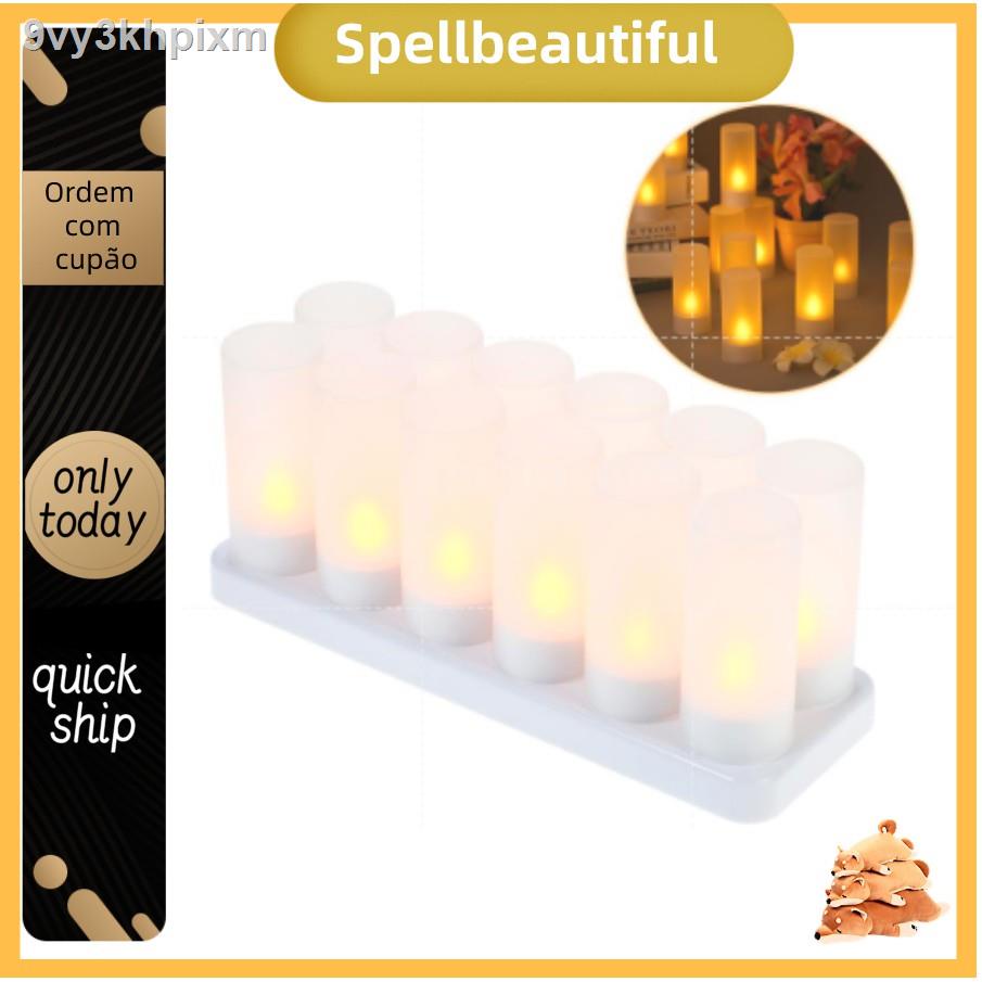 ❀∏♕Spell♂6pcs/set Rechargeable LED Flickering Flameless Candles Tealight Candles Lights with Frosted