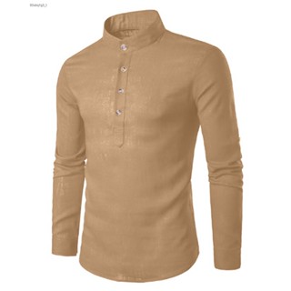 Men Kurta Shirt Smart Casual Top Formal Long Sleeves Muslimah Lelaki Baju Stand Collar Baju Raya