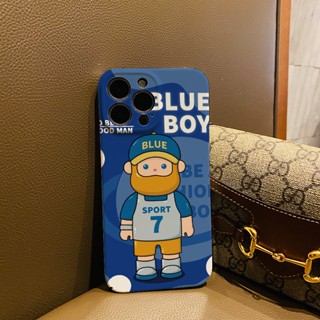 ฟิล์มแข็ง เคส iphone 14 pro Max 11 13 12 7Plus 8 X XS Max แฟชั่น สีฟ้า เด็กผู้ชาย เคสกันกระแทก