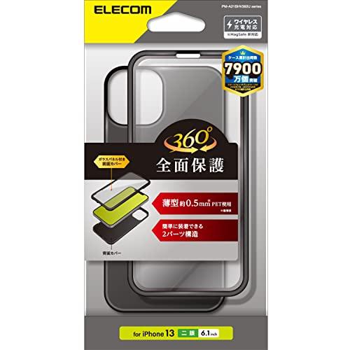 Elecom Pm-A21Bhv360Ubk สมาร์ทโฟน 13 เคสไฮบริด ป้องกัน 360 องศา แบบบาง สีดํา