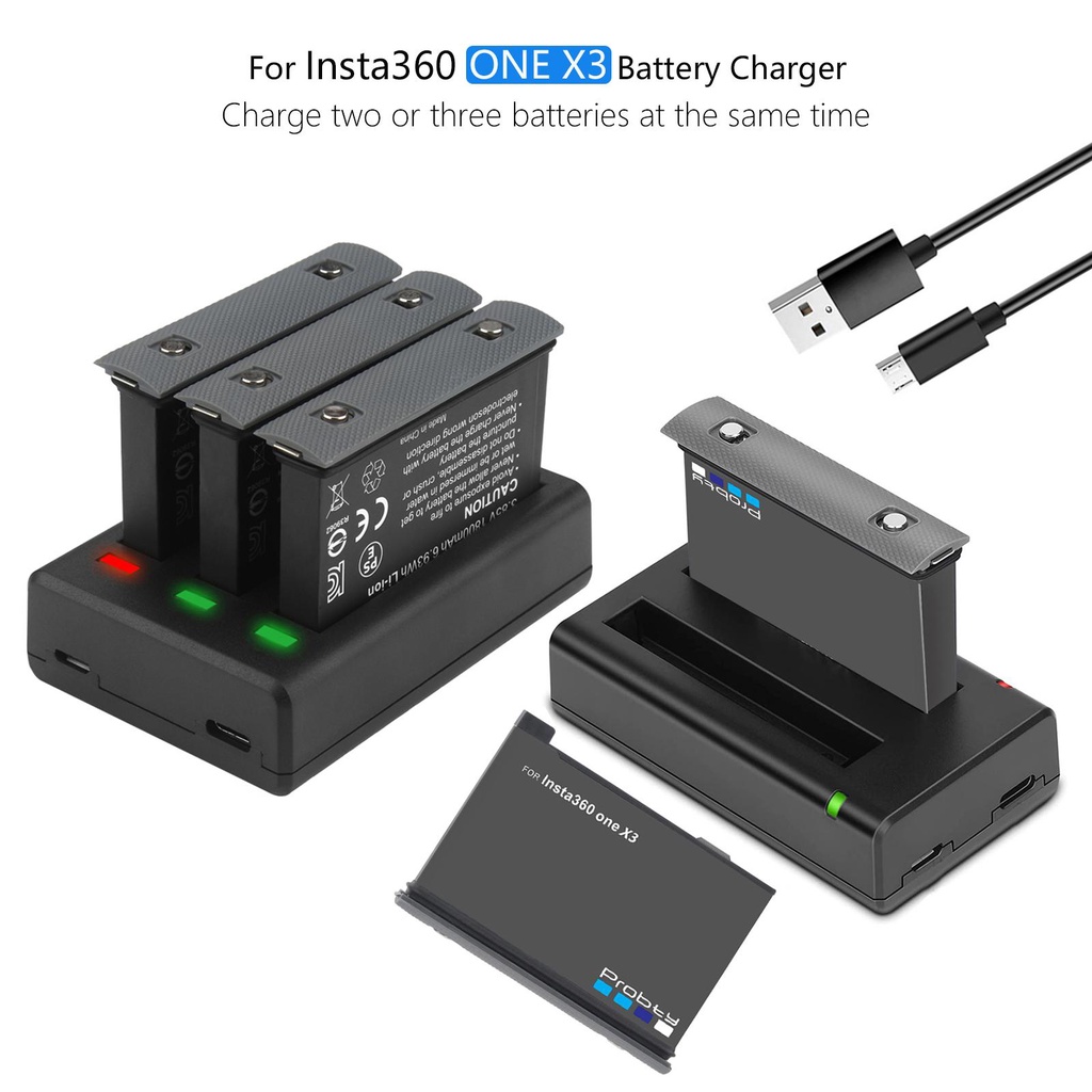 แบตเตอรี่2200MAh สำหรับ Insta360 ONE X3แบตเตอรี่แบบชาร์จไฟได้ LED Charger สำหรับ Insta 360 One X 3 Action Camera Battery