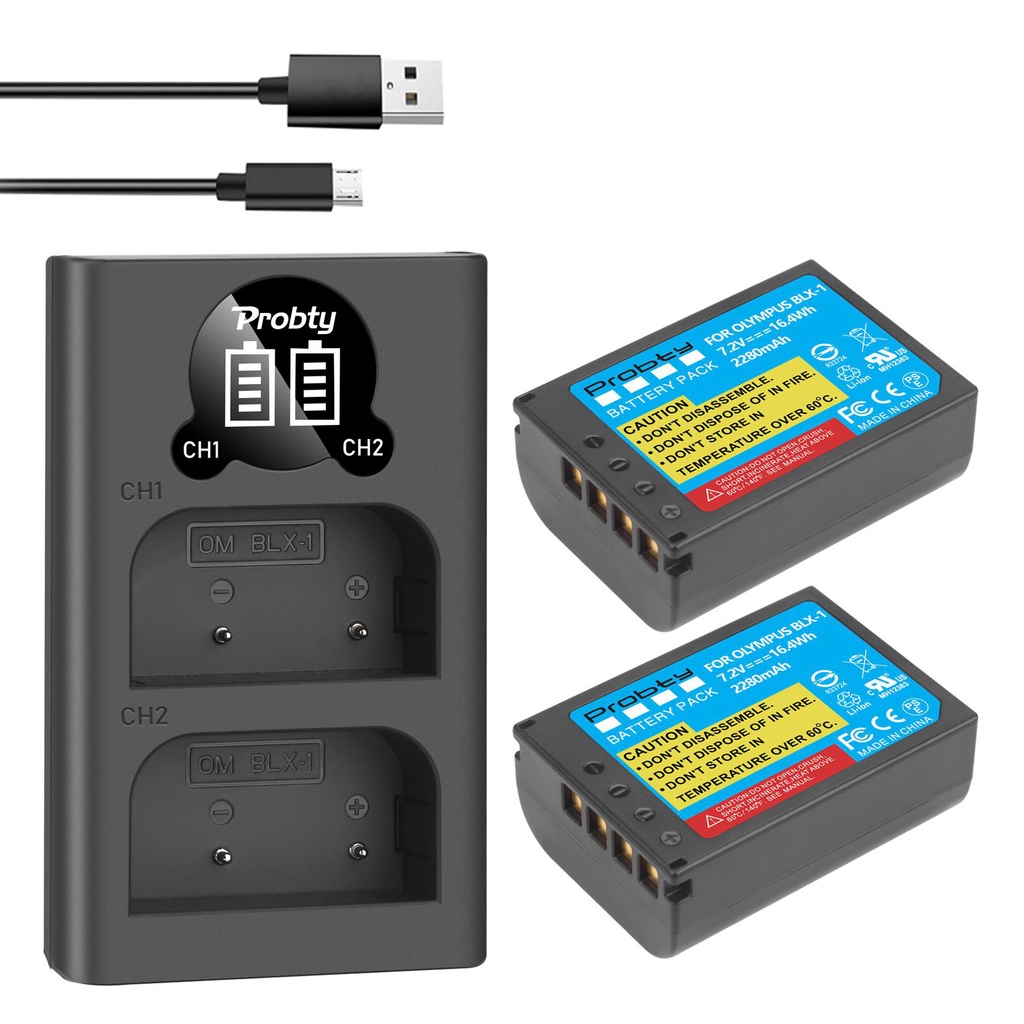แบตเตอรี่ BLX1 BLX-1 2280MAh LED Dual USB Charger สำหรับกล้อง OM1 OM-1 Olympus