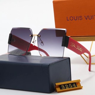 LV แว่นตากันแดด ไร้กรอบ ขนาดใหญ่ ป้องกันแดด สไตล์ยุโรป และอเมริกา แฟชั่นสําหรับผู้หญิง