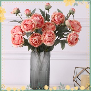 [YZY✿] ดอกโบตั๋นประดิษฐ์ 3 หัว เป็นมิตรกับสิ่งแวดล้อม สําหรับตกแต่งบ้าน