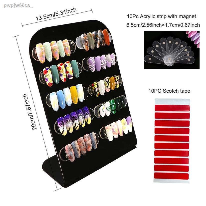 1Pc Iron Nail Art Display Stand Board With 10 Magnetic Acrylic Strips Practice Photo Props Nail Showing Stand