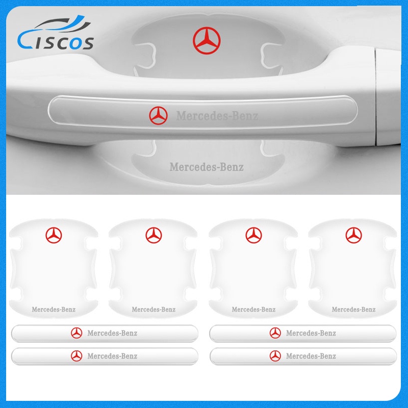 Ciscos โปร่งใส ฟิล์มกันรอยมือจับประตูรถยนต์ ฟิล์มกันรอยรถยนต์ ของแต่งรถยนต์ สำหรับ Mercedes Benz E200 AMG GT GLC300 S G63 E W202 W204 W212 W203 S500 G500 GLE