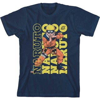 Naruto Classic Ninjutsu Stance Crew Neck Short Sleeve Navy Blue Boys T-shirt