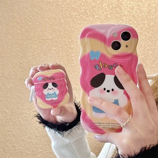 เคสหูฟัง ลายการ์ตูนสุนัขน่ารัก สีเหลือง สีชมพู สําหรับ airpods 1 2 3 pro