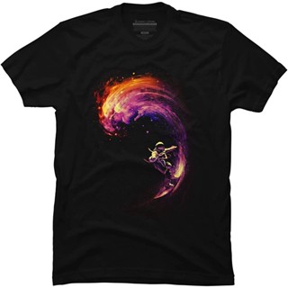 Design By Humans Mens Space Surfing By Nicebleed T-shirt - - : เสื้อผ้า รองเท้า และเครื่องประดับ