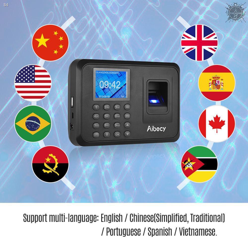♥TO♥ Aibecy Biometric Fingerprint Password Attendance Machine Multi-language with 2.4 inch LCD Screen