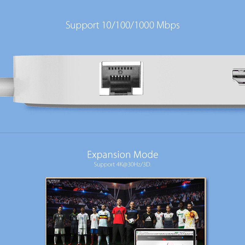 PROLINK USB-C to RJ45, HDMI, USB3.0, Typc-C(PD) Adapter MP468
