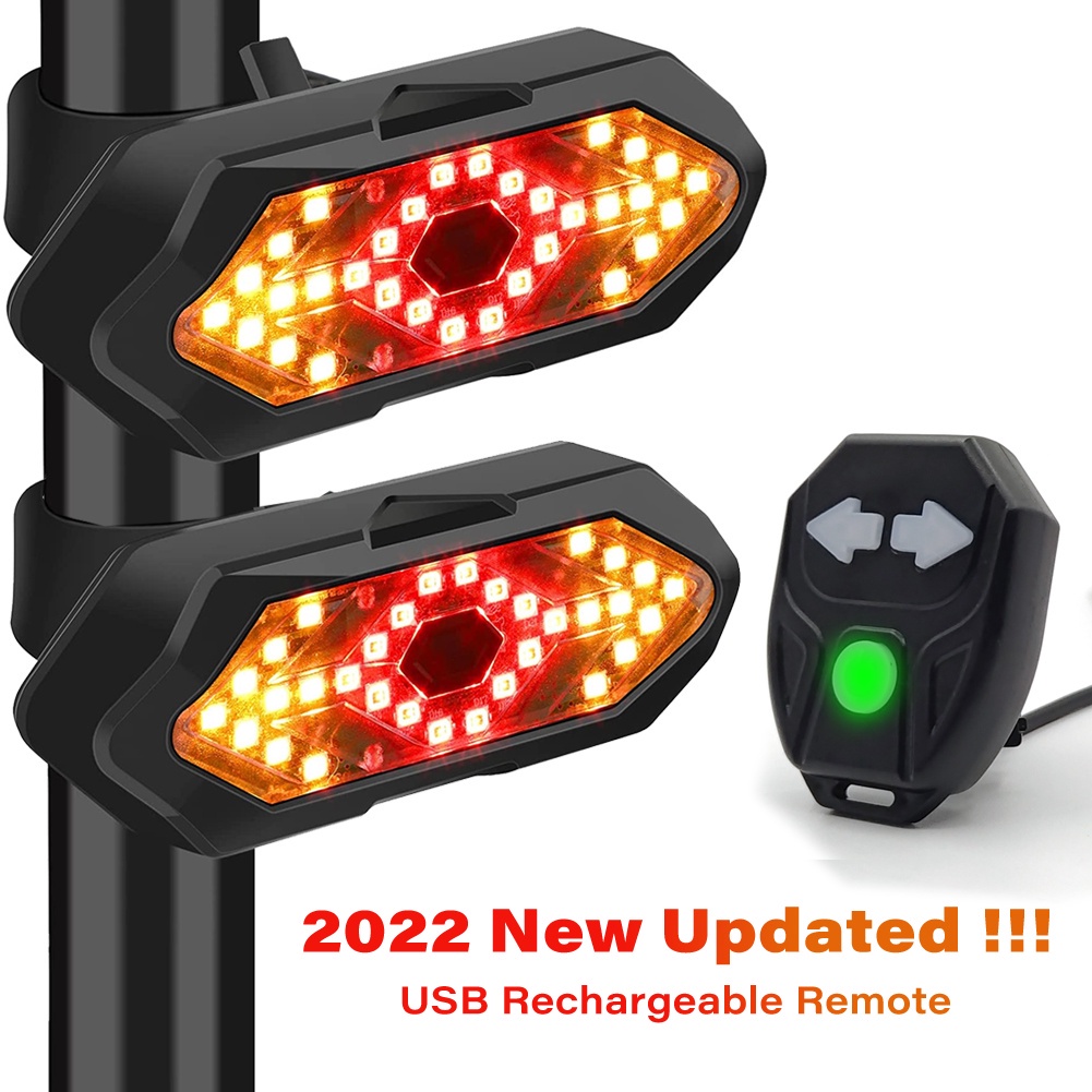 ◕☌●Bicycle Turn Signal Light Wireless Remote Control USB Rechargeable Front Rear Bike Tail Lights for Bicycles Scooters