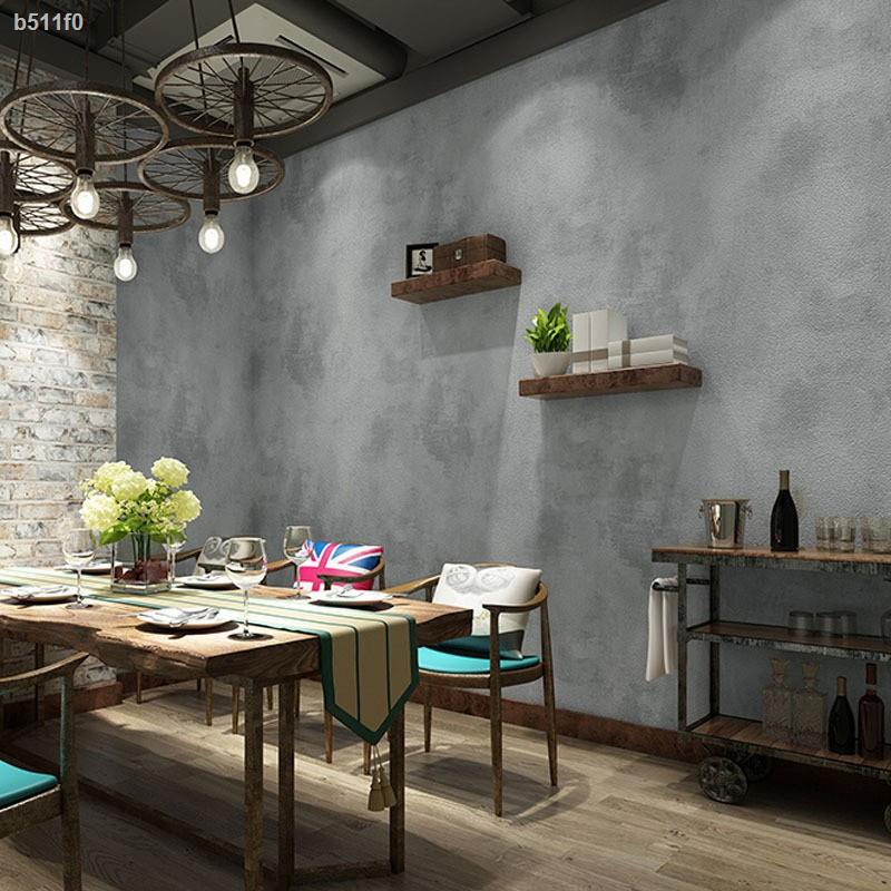 Retro pure pigment color industrial wind cement gray wallpaper clothing store restaurant bar interne