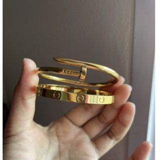 lovely bangle stainless steel | กำไลตะปู+กำไลLoveรุ่นไม่มีเพชร เลเซอร์แบรนด์ พร้อมส่ง‼️