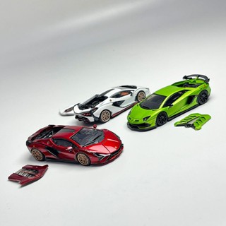 พร้อมส่ง HH โมเดลรถยนต์ อัลลอย Lamborghini SVJ Sian Supercar ขนาด 1:64 ขยับได้ สีเขียว