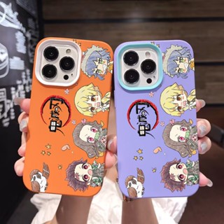 3 in 1 เคสโทรศัพท์มือถือ ซิลิโคน ลายอะนิเมะเด็กผู้หญิง สีพื้น สําหรับ iPhone 14Promax 13 12 11 7Plus X XR