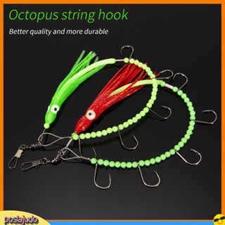 (Poslajudo) Luminous Green/Red Octopus Fishing Bait Practical Octopus Assist Hook Long Service Life for Fishing Enthusiast