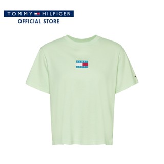 Tommy Hilfiger เสื้อยืดแขนสั้นผู้หญิง รุ่น DW0DW16144 LXW - สีเขียว