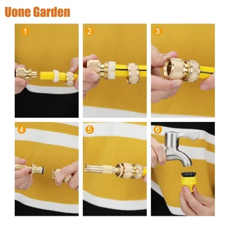Uone Garden หัวฉีดน้ำล้างรถ รดน้ำ ล้างพื้น วัสดุทองเหลืองแท้ หมุนปรับแรงดันน้ำได้ ต่อกับสายยาง4-5หุน