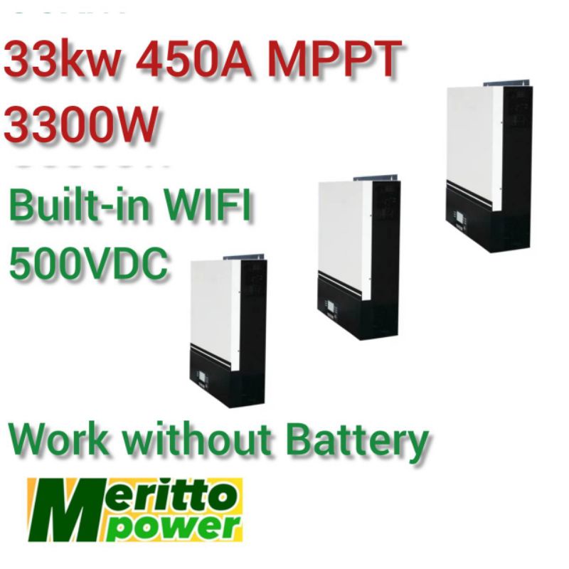 33kw hybrid solar inverter 48v 450A(150Ax3) MPPT 500VDC 230VAC/380VAC 50Hz build in WIFI work with o