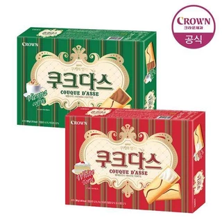 ขนมเกาหลี บิสกิตเนื้อนุ่ม couque d’asse vienna coffee & white torte crown brand 128g. 쿠크다스