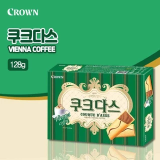 ขนมเกาหลี บิสกิตเนื้อนุ่ม couque d’asse vienna coffee & white torte crown brand 128g. 쿠크다스