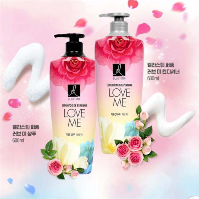 Elastine Perfume Shampoo600ml.&amp;Conditioner 600ml.รุ่นLove meSetแชมพูเกาหลีและคอนดิชั่นเนอร์ นำเข้าจากเกาหลี ของแท้100%