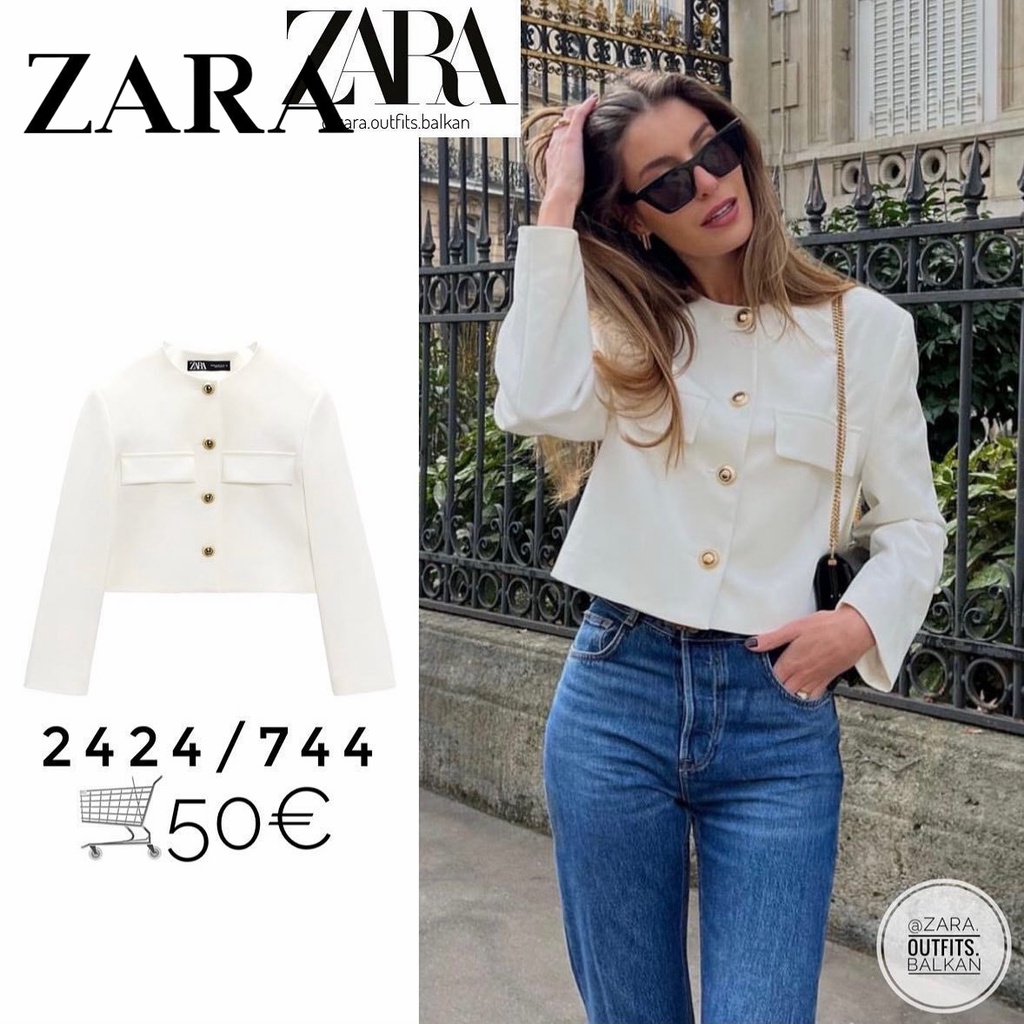 ZARA เสื้อแจ็กเก็ตคาร์ดิแกน ตัวสั้น ขนาดเล็ก แฟชั่นฤดูใบไม้ผลิ และฤดูใบไม้ร่วง สไตล์ฝรั่งเศส สําหรับผู้หญิง