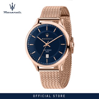 [2 Years Warranty] Maserati GENTLEMAN Rose Gold Mesh Band Mens Quartz Watch R8853136003