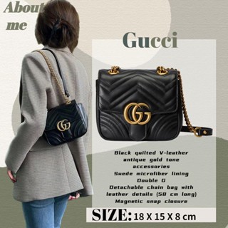 ✨กุชชี่ Gucci GG Marmont กระเป๋าโซ่ขนาดเล็ก &amp; กระเป๋าสะพายข้างผู้หญิง &amp; กระเป๋าสะพาย 739682