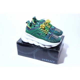 Versace Chain Reaction รองเท้าผ้าใบลําลอง พื้นหนา เสริมส้น พิมพ์ลายมัฟฟิน สไตล์คลาสสิก เรโทร สําหรับผู้ชาย ผู้หญิง เหมาะกับการเล่นกีฬา