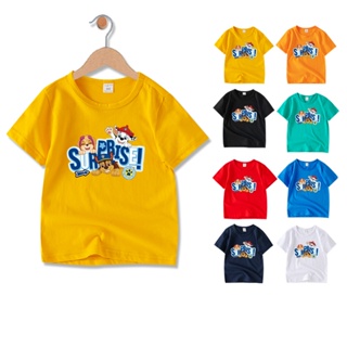 Paw Patrol เสื้อเด็กแขนสั้นผ้าฝ้ายสุดนุ่ม สไตล์การ์ตูนสุดน่ารัก มี 8 สีให้เลือก JA002