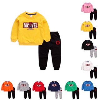 **ใหม่ ชุด** 8 Colors Kids Long Sleeve Cotton Spiderman  Cartoon Sweater+ Pants Set(Wholesale Available)