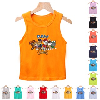 *พร้อมส่ง** เสื้อยืดแขนกุดเนื้อผ้าฝ้ายลายการ์ตูน Paw Patrol สําหรับเด็ก (มีขายส่ง)