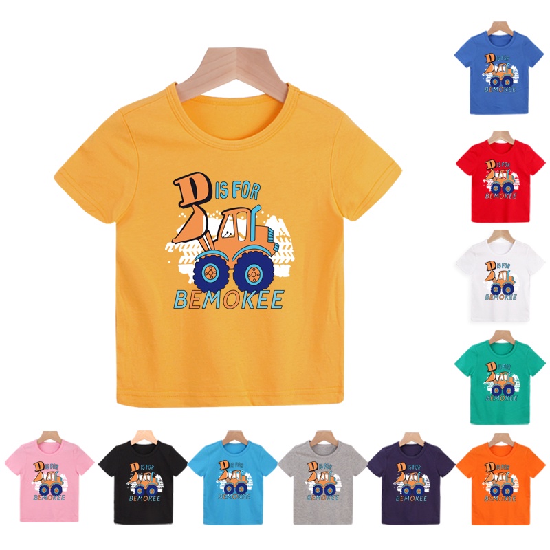 เสื้อยืดแขนสั้นเนื้อผ้าฝ้ายลายการ์ตูนมี 8 สีขนาด 90-140 ซม . สําหรับเด็ก 0-10 ปี