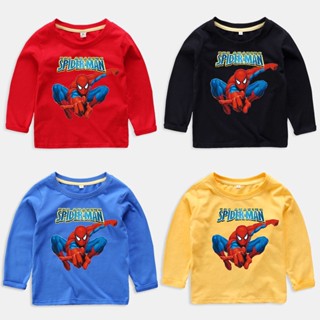 เสื้อเด็กแขนยาว Spiderman 6 สีเสื้อยืดผ้าฝ้าย (ยินดีต้อนรับขายส่ง)