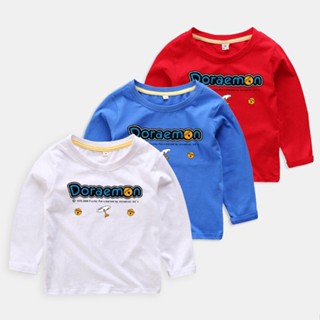 ** สปอต **Doraemon 5 สีแฟชั่นใหม่สำหรับเด็กแขนยาวเสื้อยืดผ้าฝ้ายเสื้อยืดสำหรับเด็กหญิงและเด็กชายการ์ตูนโดราเอมอน