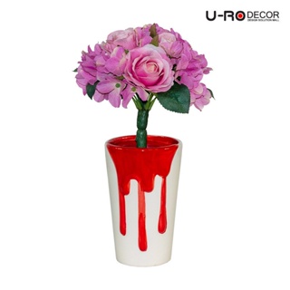 U-RO DECOR รุ่น FLOW-L (โฟลว-แอล) ราคาไม่รวมดอกไม้ Dia 15.5 x H 24.5 cm. กระถางดอกไม้เซรามิก Flower pot มีให้เลือก 4 สี