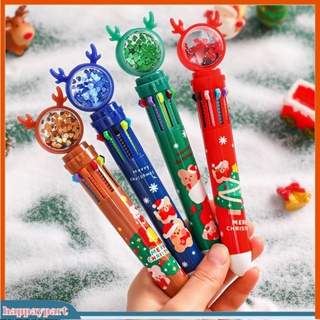 (happaypart) ปากกามาร์กเกอร์ 10 สี รูปเขากวางคริสต์มาส ปากกาลูกลื่น อเนกประสงค์