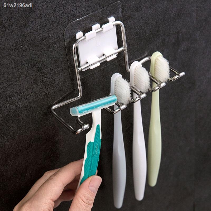Stainless Steel Toothbrush Holder Shaver Storage Rack Tooth Brush Shelf Toothpaste Dispenser Bathroom Organizer
