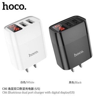 Hoco C86 เซ็ทหัวชาร์จ+สายชาร์จ ชาร์จได้ 2 ช่อง มีจอบอกความเร็ว | Adapter 2 Port 2.4A max With LED Display แท้100%