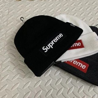 Shg Supreme 21FW Box Logo หมวกถักโคลด์ สําหรับผู้ชาย ผู้หญิง คุณภาพสูง