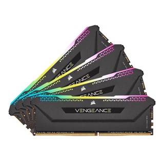 คอมพิวเตอร์ {} 64GB (16GBx4) DDR4 3600MHz RAM (หน่วยความจำ) CORSAIR VENGEANCE PRO RGB (BLACK) (CMH64GX4M4D3600C18)