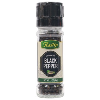 ไร่ทิพย์พริกไทยดำเม็ดขวด 60กรัม  /  Raitip Black Pepper Corns 60g.