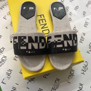 [EUR Size] Fendi รองเท้าแตะฟลิปฟลอป พื้นแบน พิมพ์ลายตัวอักษร เหมาะกับเดินชายหาด แฟชั่นฤดูร้อน สําหรับผู้หญิง 2023