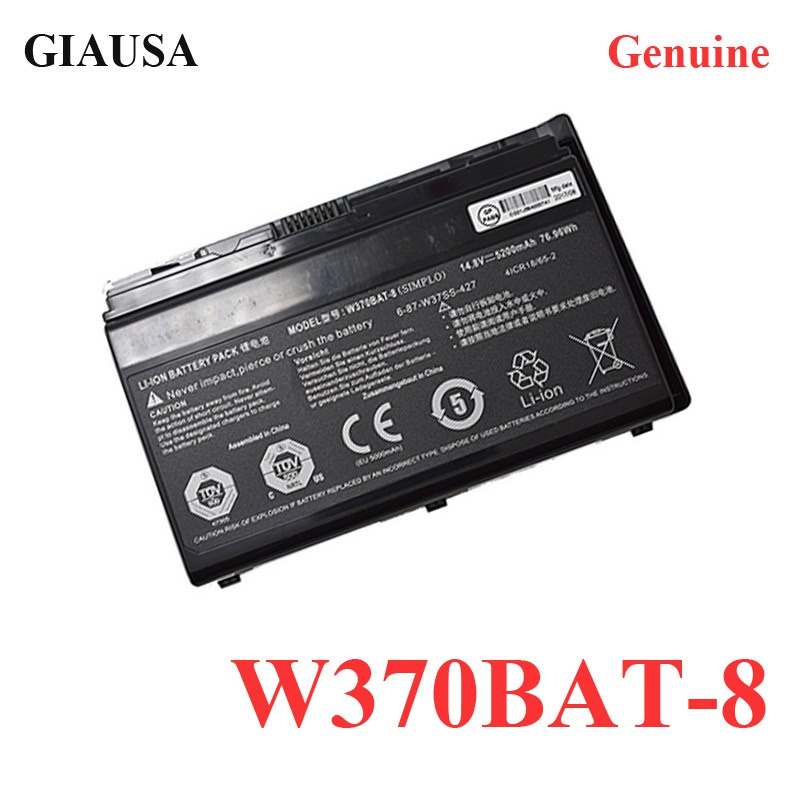 Original W370BAT-8แบตเตอรี่แล็ปท็อปสำหรับ Clevo W350ET W350ETQ W37ET NP6350 A522 A722 6-87-W370S-427