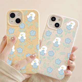 เคสโทรศัพท์มือถือแบบนิ่ม ลายเป็ด ดอกไม้ สีขาว สําหรับ iphone 14promax 11 13 12 7 8 Plus X XR XSMax